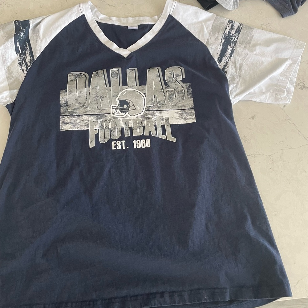 Dallas Football Women's Raglan Tee - Navy and White